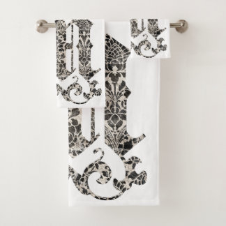MEDICI -M- distressed ornate thistle Bath Towel Set