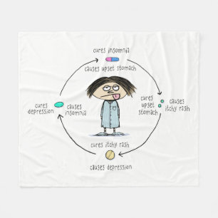 Medicinal Cures and Causes Funny Humourous Cartoon Fleece Blanket