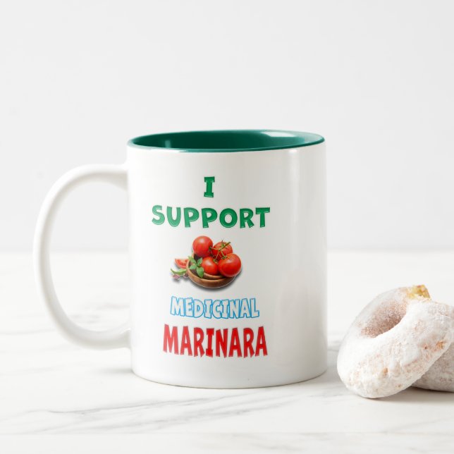Medicinal Marinara Two-Tone Coffee Mug (With Donut)