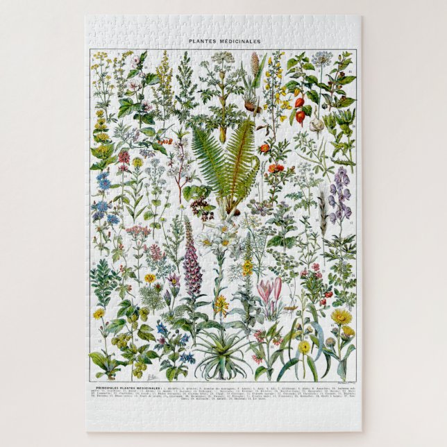 Medicinal Plants & Flowers by Adolphe Millot Jigsaw Puzzle (Vertical)