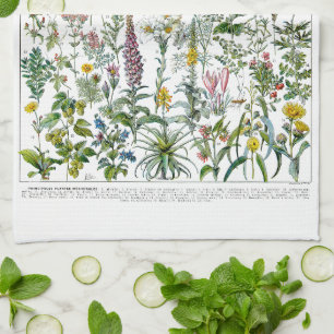 Medicinal Plants & Flowers by Adolphe Millot Tea Towel