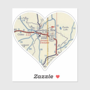 Medicine Bow Wyoming Vintage Map