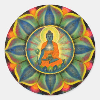 Medicine Buddha Mandala Art Round Stickers