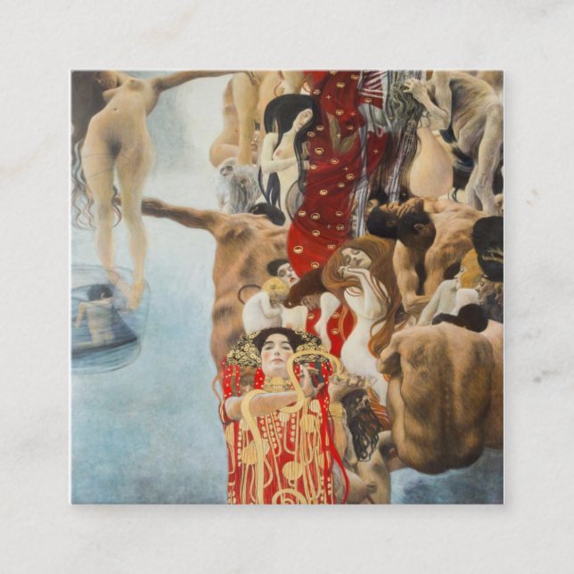 Medicine By Gustav Klimt Square Business Card (Front)