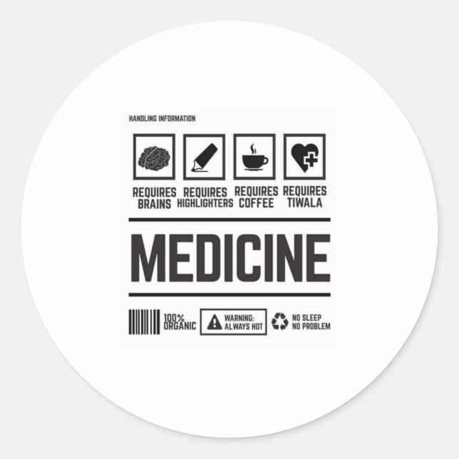 medicine classic round sticker (Front)