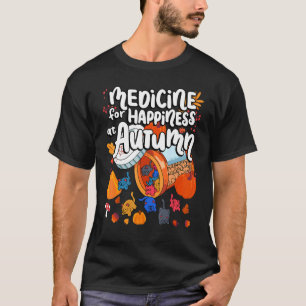 Medicine For Happiness At Autumn Cat Gummies Eater T-Shirt