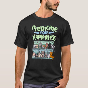 medicine for happiness pill box animals cat breeds T-Shirt