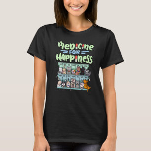 medicine for happiness pill box animals cat breeds T-Shirt