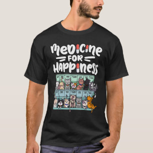 medicine for happiness pill box animals cat breeds T-Shirt