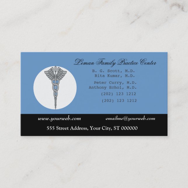 Medicine Health Blue Medical Doctor Appointment Card (Front)