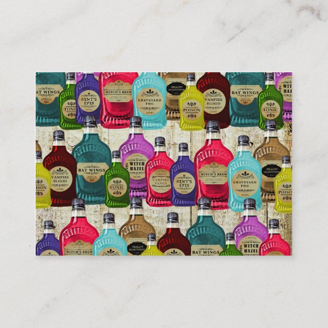 Medicine Man Magic Potion Apothecary Tonic Bottles Business Card (Back)