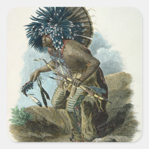 Medicine man of the Mandan tribe in the costume of Square Sticker