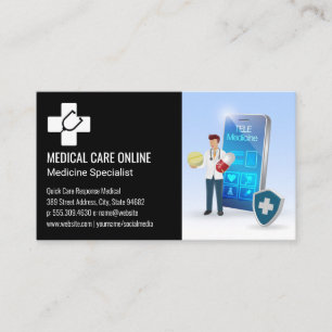 Medicine Physician Logo   Online Doctor Apps Business Card