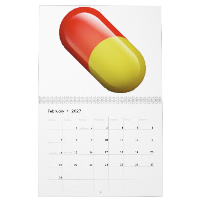 Medicine Pill - Emoji Calendar (Feb 2027)