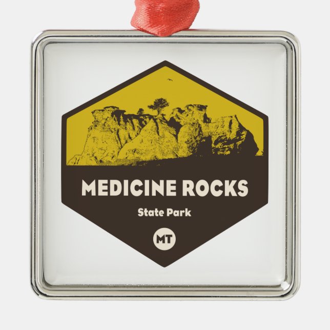 Medicine Rocks State Park Montana Metal Tree Decoration (Front)