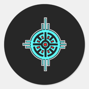 Medicine Wheel-Black Classic Round Sticker