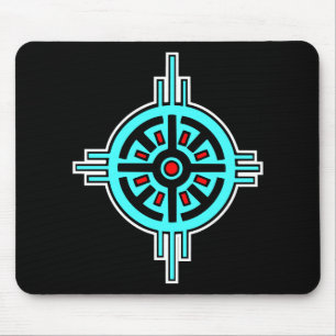 Medicine Wheel-Black Mouse Mat
