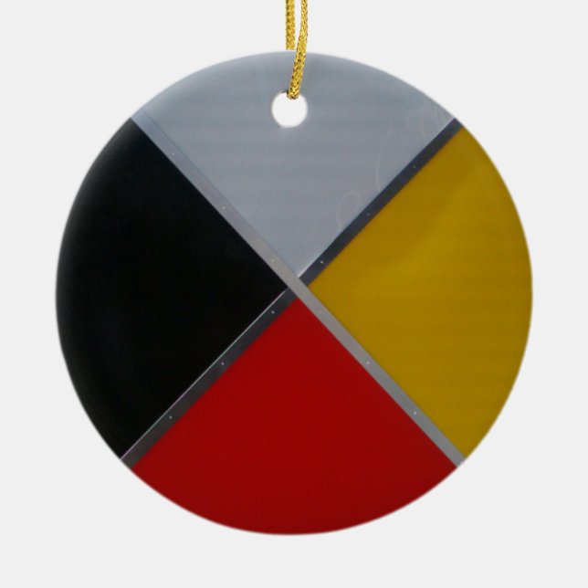Medicine Wheel Ceramic Round Ornament (Front)