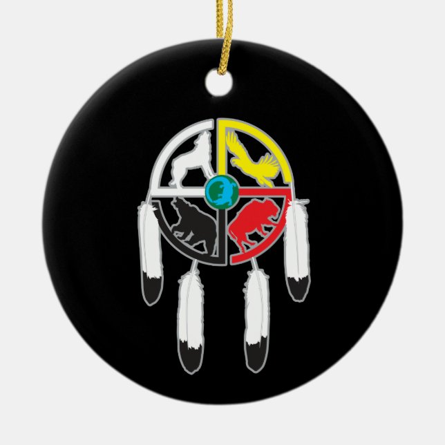 Medicine Wheel Ceramic Tree Decoration (Front)