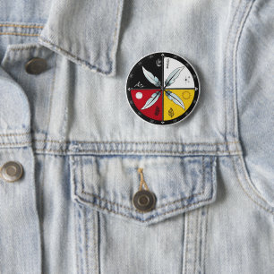 Medicine Wheel Mandala Round Indigenous 6 Cm Round Badge