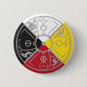 medicine wheel sacred hoop 6 cm round badge