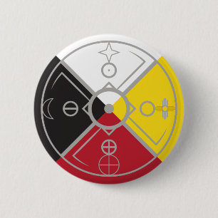 medicine wheel sacred hoop 6 cm round badge