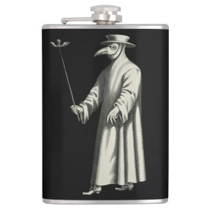 Medico Della Peste Plague Doctor Bird Beak Costume Hip Flask
