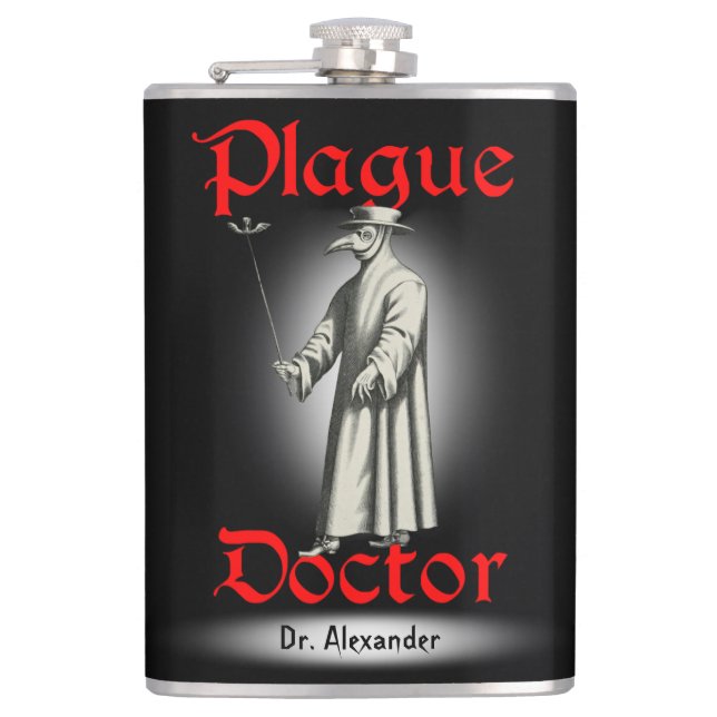 Medico Della Peste Plague Doctor Bird Beak Costume Hip Flask (Front)