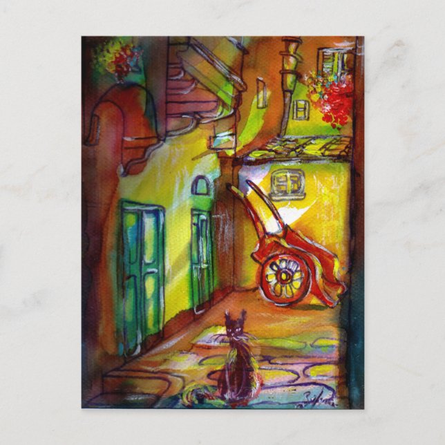 MEDIEVAL ALLEY BY NIGHT IN FLORENCE POSTCARD (Front)