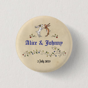 Medieval animals bride and groom round badge