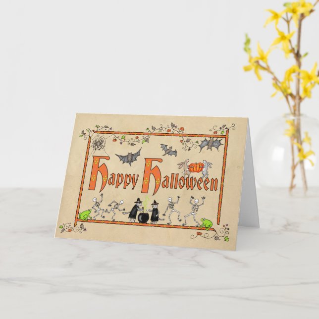 Medieval animals Halloween card (Yellow Flower)