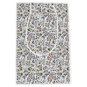 Medieval animals mille fleurs white gift bag