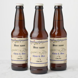 Medieval animals wedding beer bottle label