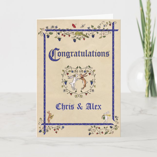 Medieval animals wedding card (Mr & Mrs) (Front)