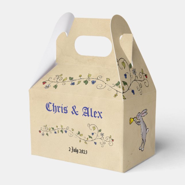 Medieval animals wedding favour box (Front Side)