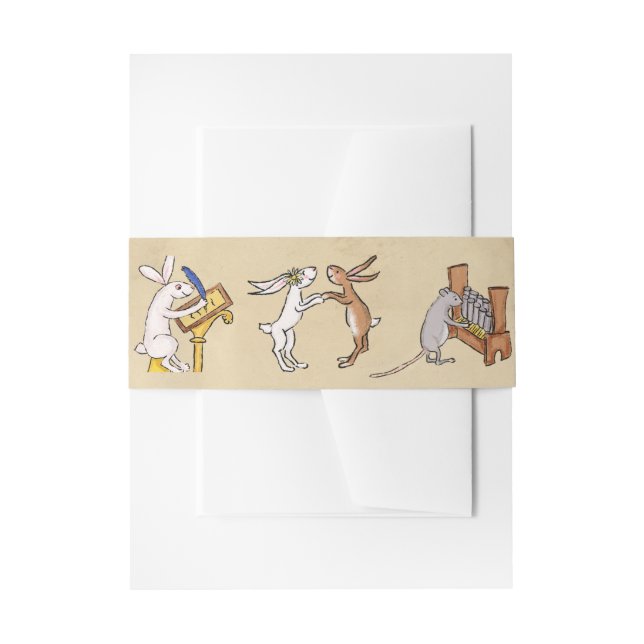 Medieval animals wedding invitation bellyband belly band (Front Example)
