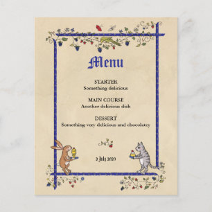 Medieval animals wedding menu