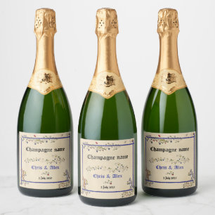 Medieval animals wedding Sparkling Wine bottle lab Label