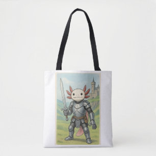 Medieval Axolotl Knight Tote Bag