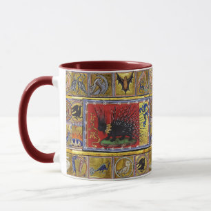 MEDIEVAL BESTIARY,BLACK HEDGEHOG KING and ANIMALS  Mug