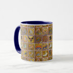 MEDIEVAL BESTIARY, FANTASTIC ANIMALS,GOLD RED BLUE MUG<br><div class="desc">Aberdeen Bestiary collection. Digital collage and image elaboration by Bulgan Lumini © from Ancient Mediaeval miniatures, </div>