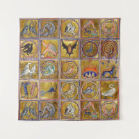 MEDIEVAL BESTIARY, FANTASTIC ANIMALS,GOLD RED BLUE