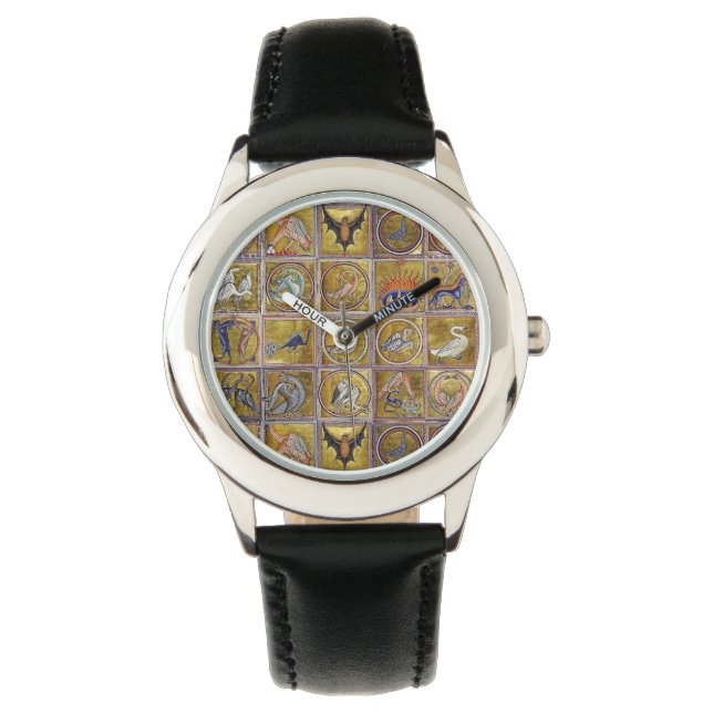 MEDIEVAL BESTIARY, FANTASTIC ANIMALS,GOLD RED BLUE WATCH (Front)