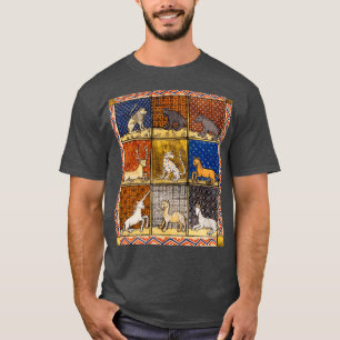 MEDIEVAL BESTIARY FANTASTIC ANIMALS IN GOLD RED BL T-Shirt