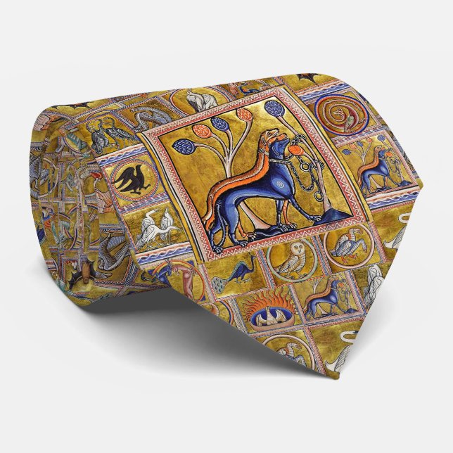 MEDIEVAL BESTIARY,HUNTING DOGS ,FOREST ANIMALS  TIE (Rolled)