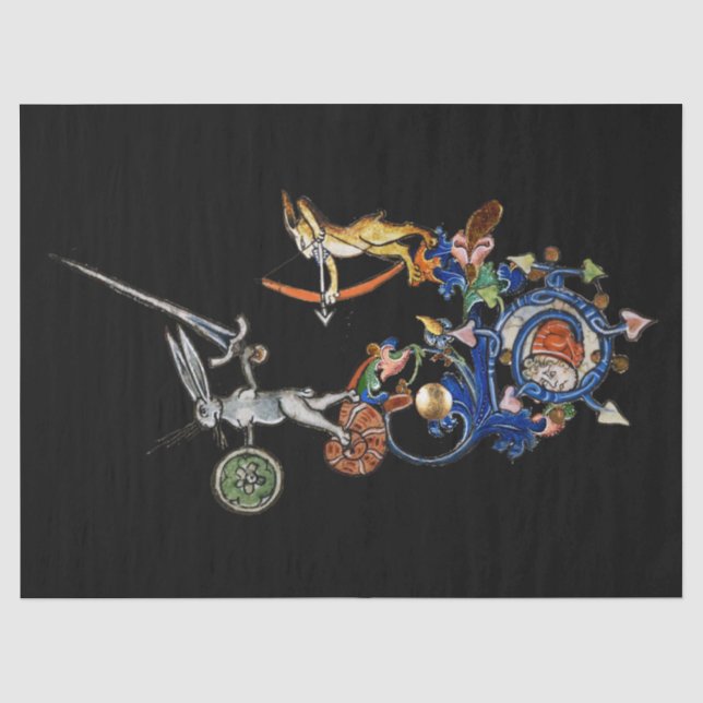 MEDIEVAL BESTIARY,Killer Rabbits with Sword Black Tissue Paper (Front)