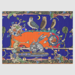 MEDIEVAL BESTIARY MAKING MUSIC Night Owls ,Rabbits Tissue Paper