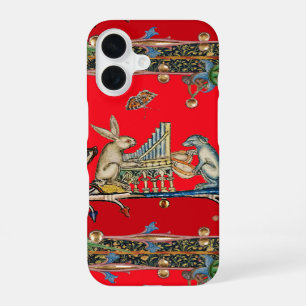 MEDIEVAL BESTIARY MAKING MUSIC,Rabbit, Dog Red Cas iPhone 16 Case
