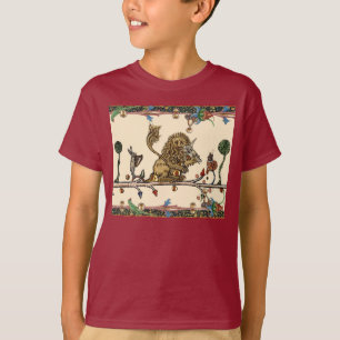 MEDIEVAL BESTIARY MAKING MUSIC Violinist Lion,Hare T-Shirt