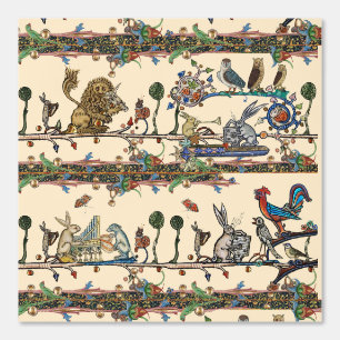 MEDIEVAL BESTIARY MAKING MUSIC Violinist Lion,Hare Wallpaper